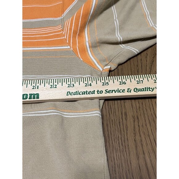 Sean John‎ Polo Shirt Men 3XL Tan Orange White Striped Color Block Y2K Preppy - Picture 6 of 10